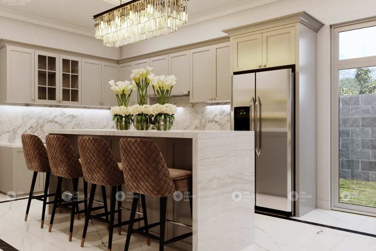 Nội thất bàn ăn nhà phố tân cổ điển tinh tế