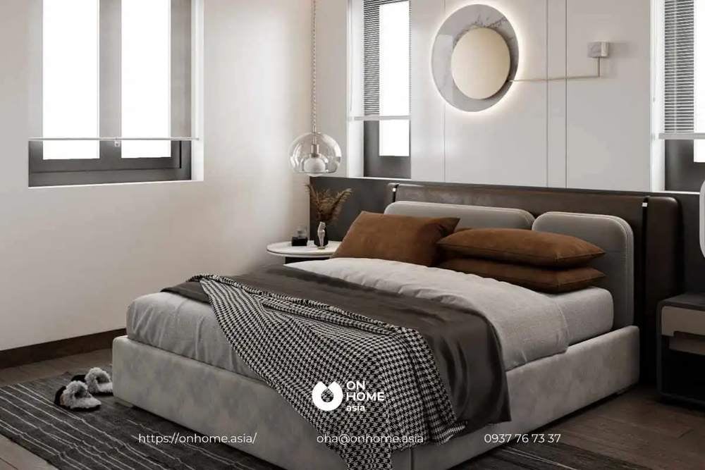 Giường ngủ nhỏ bọc nhung êm ấm 