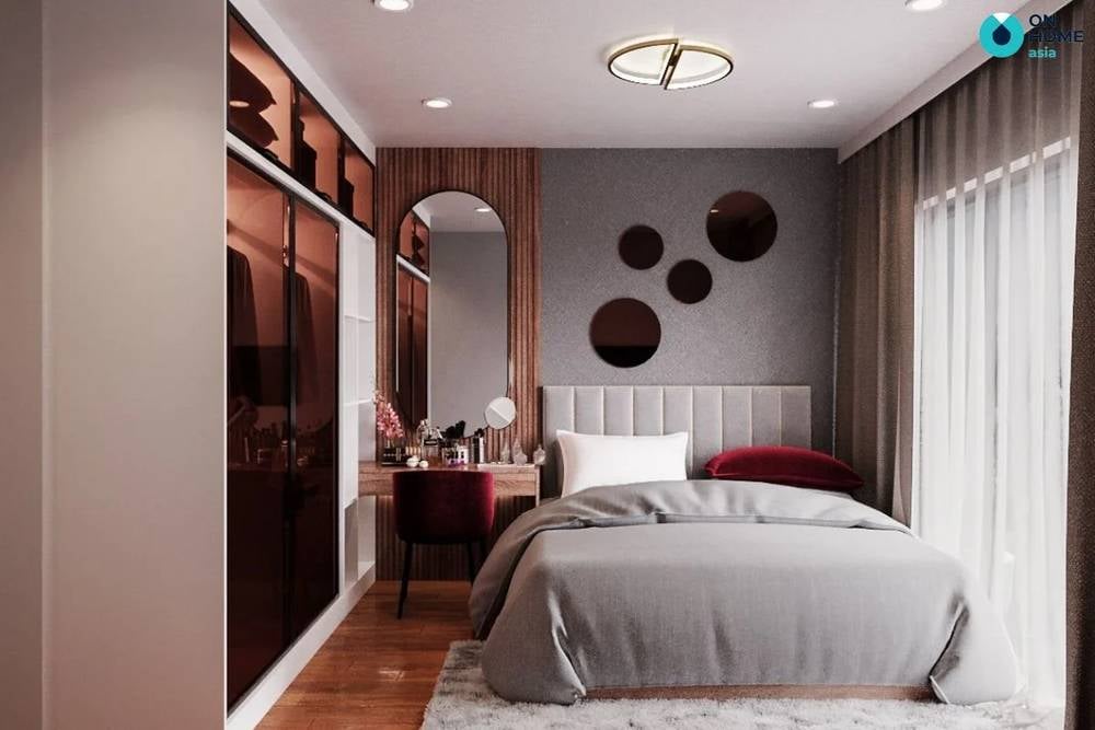 Mẫu phòng ngủ chung cư 16m2 mang thiết kế ấn tượng của chị Khánh Hòa tại The View.