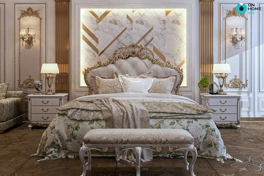 Nội thất phòng ngủ được thiết kế với phong cách cổ điển.