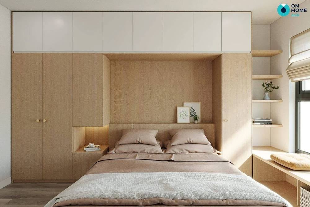 Thiết kế nội thất dành cho phòng ngủ với kích thước nhỏ hẹp.