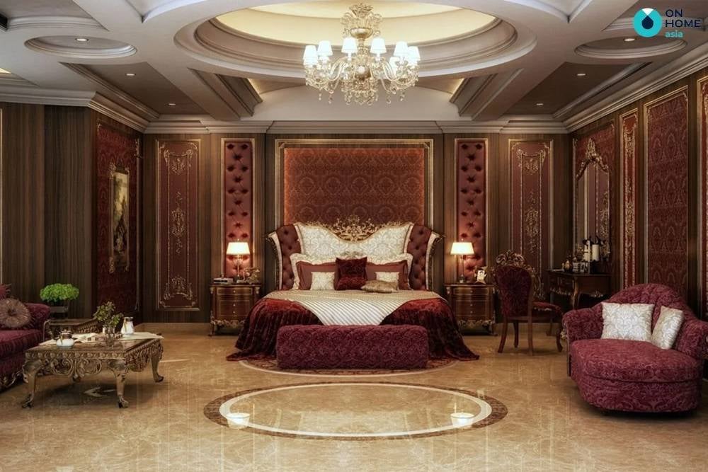 Nội thất phòng ngủ với phong cách cổ điển.