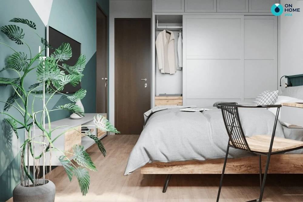 Tủ quần áo được thiết kế dạng cửa lùa giúp tiết kiệm diện tích.