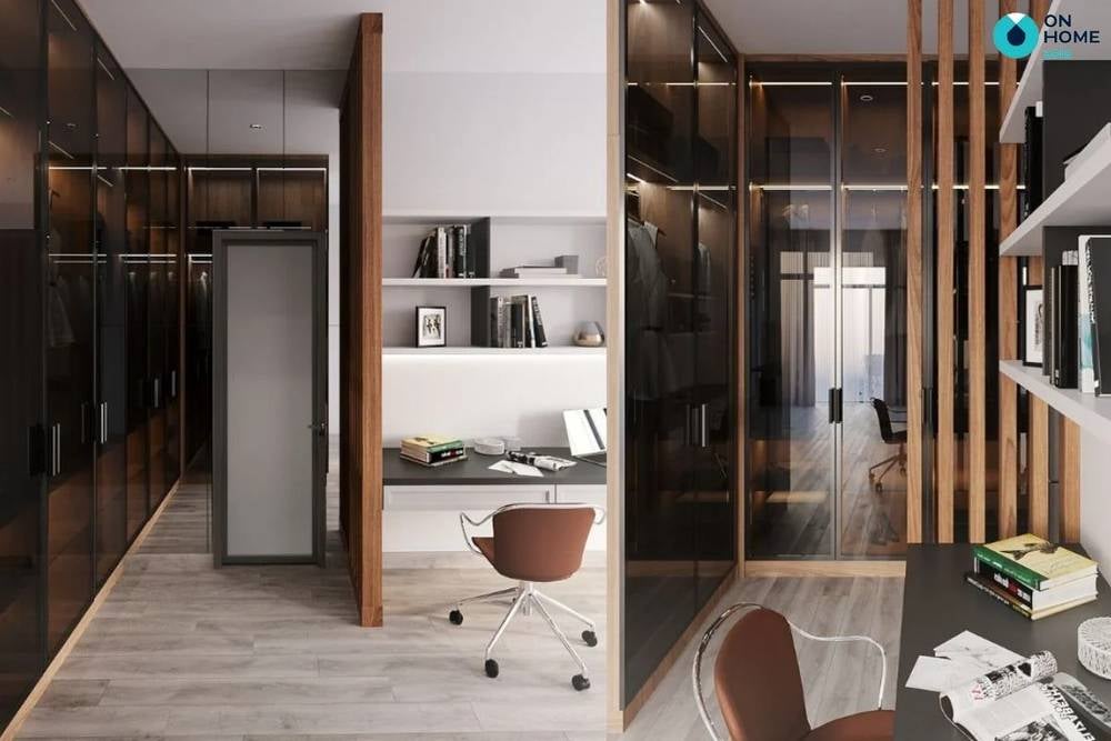 Mẫu phòng ngủ nhà ống diện tích 14m2 được lót sàn gỗ của chị Ngọc Hiệp.