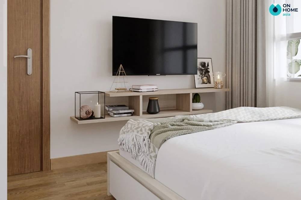 Mẫu nội thất phòng ngủ gỗ công nghiệp 18m2  tại căn hộ The View của anh Hải Triều.