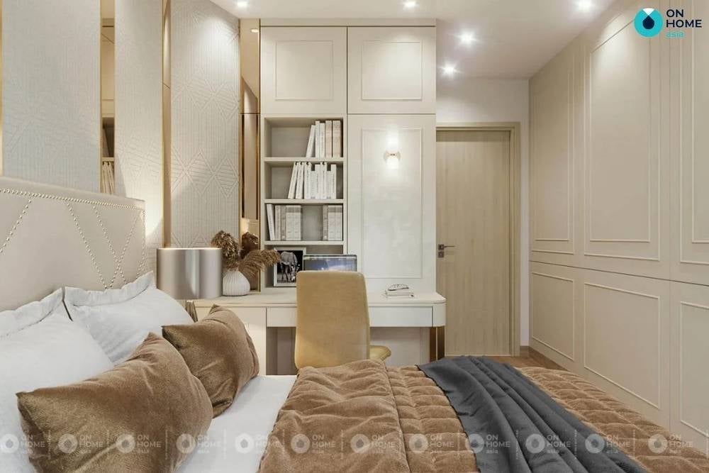 Mẫu phòng ngủ cao cấp 20m2 ở căn hộ Compass One của anh Thanh Phong.