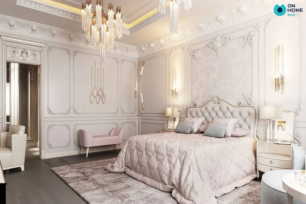 Từng đường nét được thiết kế tinh xảo tạo nên sự sang trọng cho căn phòng.