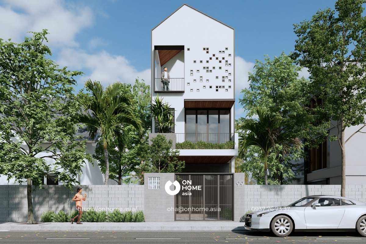 Thiết kế nhà ống 3 tầng mái thái 4x25m đẹp