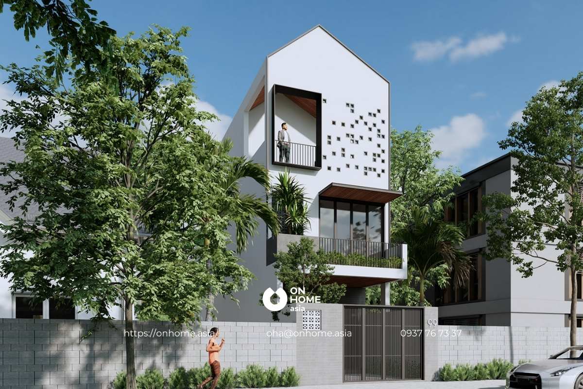 Thiết kế nhà ống 3 tầng mái thái 4x25m