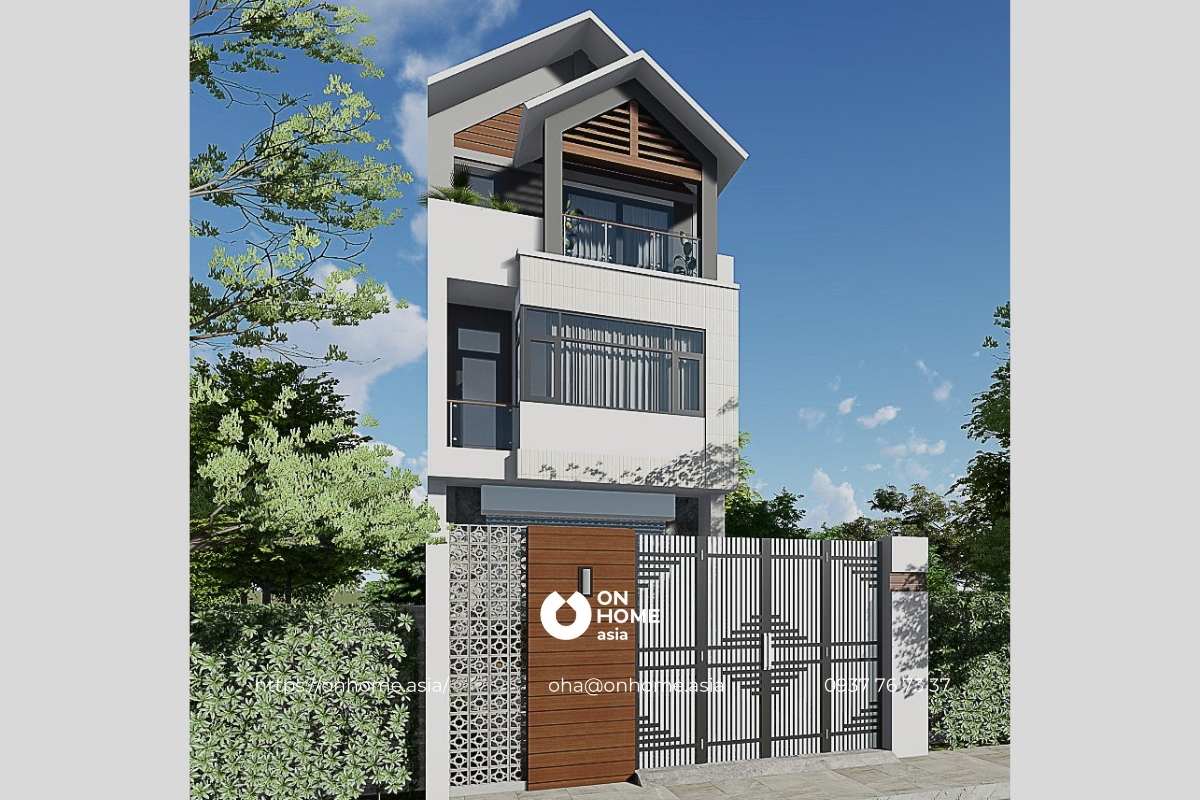 Mẫu nhà ống 3 tầng mái Thái 4 phòng ngủ