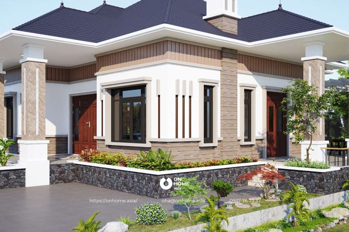 Thiết kế nhà cấp 4 3 phòng ngủ mái Nhật sang chảnh