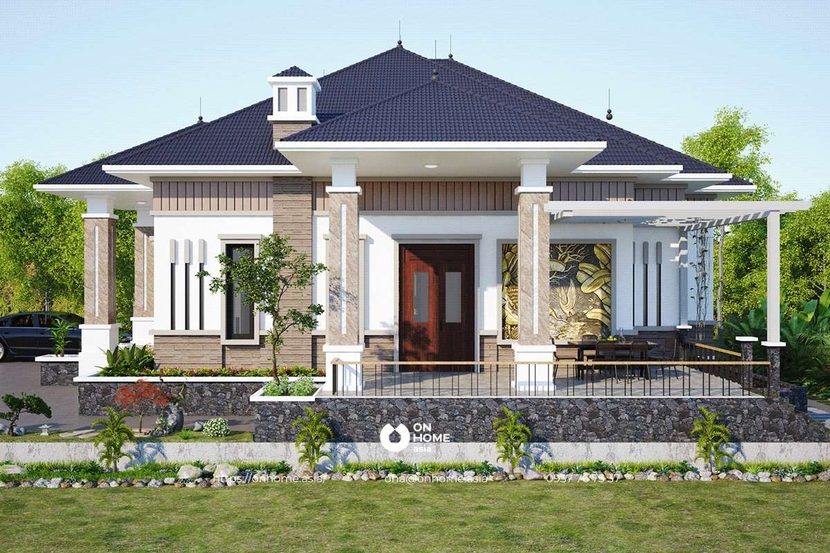 Thiết kế nhà cấp 4 3 phòng ngủ mái Nhật tiện nghi