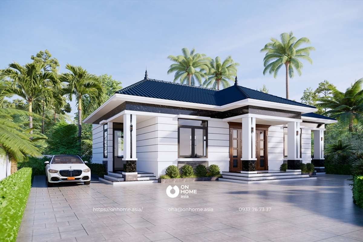 Thiết kế nhà cấp 4 mái Nhật 3 phòng ngủ 120m2 đẹp