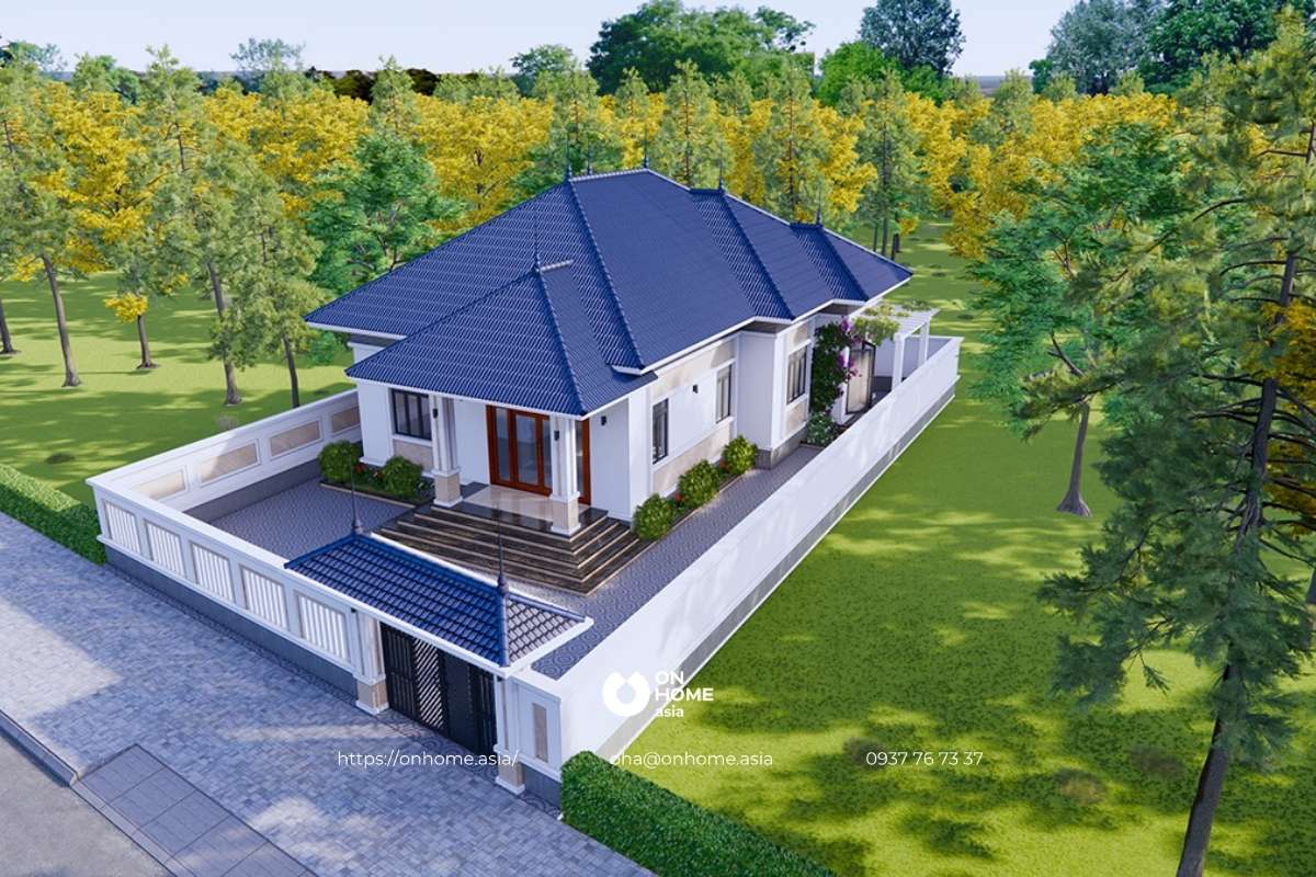 Mẫu nhà cấp 4 120m3 3 phòng ngủ 1 phòng thờ đẹp