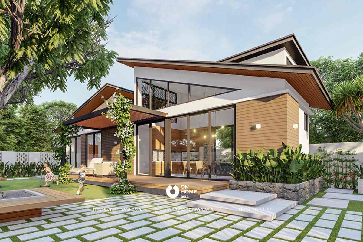 Nhà cấp 4 3 phòng ngủ 70m2 có gác lửng sang trọng