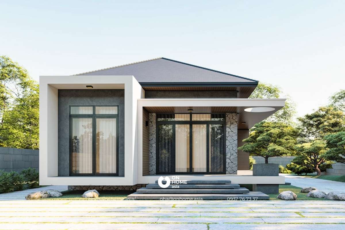 Mẫu nhà cấp 4 3 phòng ngủ đẹp có sân vườn