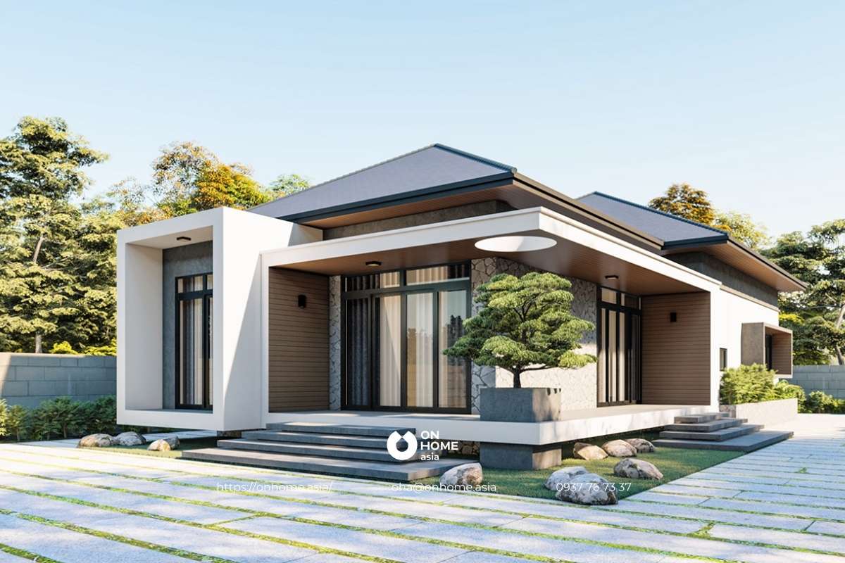 Mẫu nhà cấp 4 3 phòng ngủ đơn giản mà đẹp có sân vườn