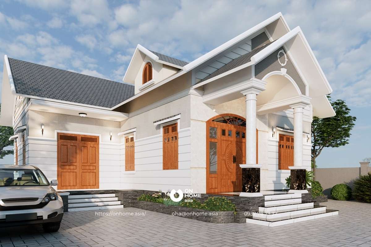 Nhà cấp 4 có 3 phòng ngủ chữ L hiện đại, sang trọng.