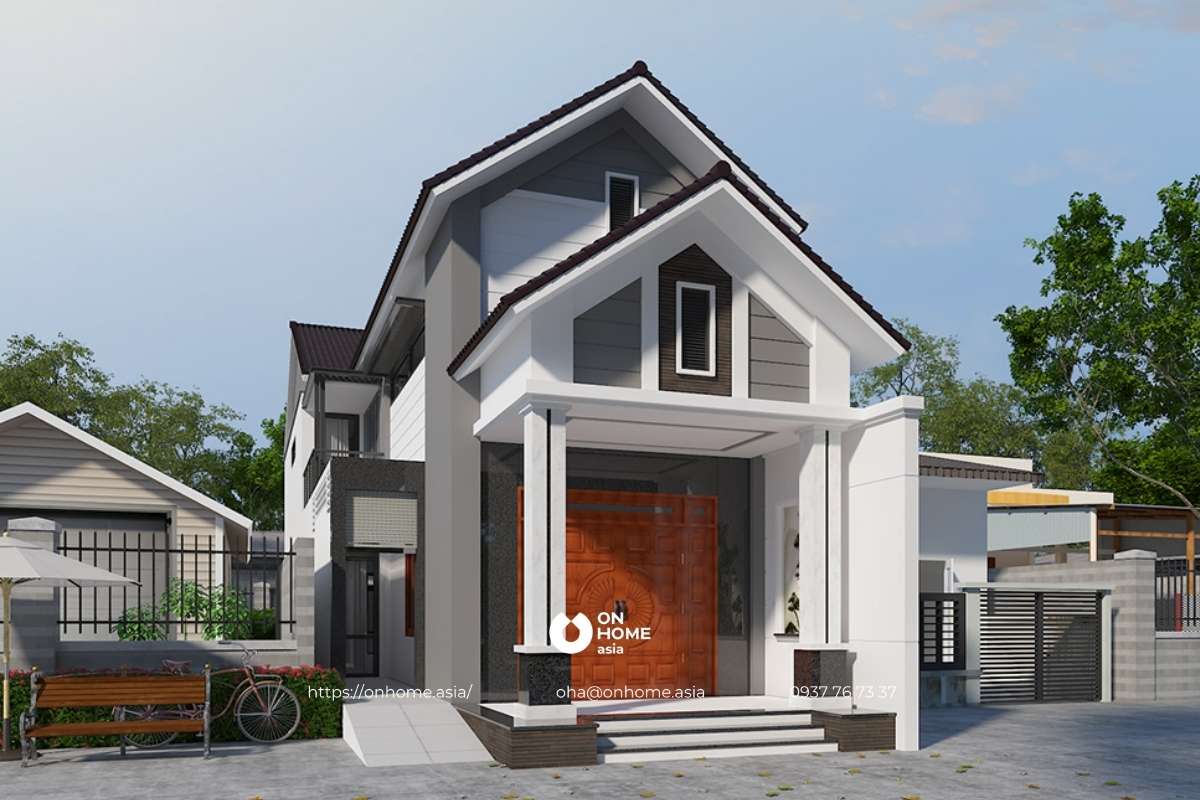 Nhà cấp 4 5x15 3 phòng ngủ có gác lửng mái Thái đẹp