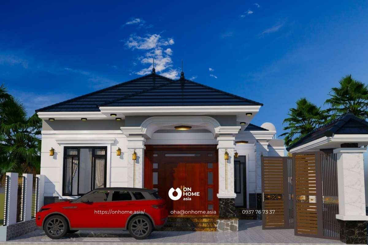 Mẫu nhà cấp 4 sân vườn 3 phòng ngủ mái Nhật sang trọng