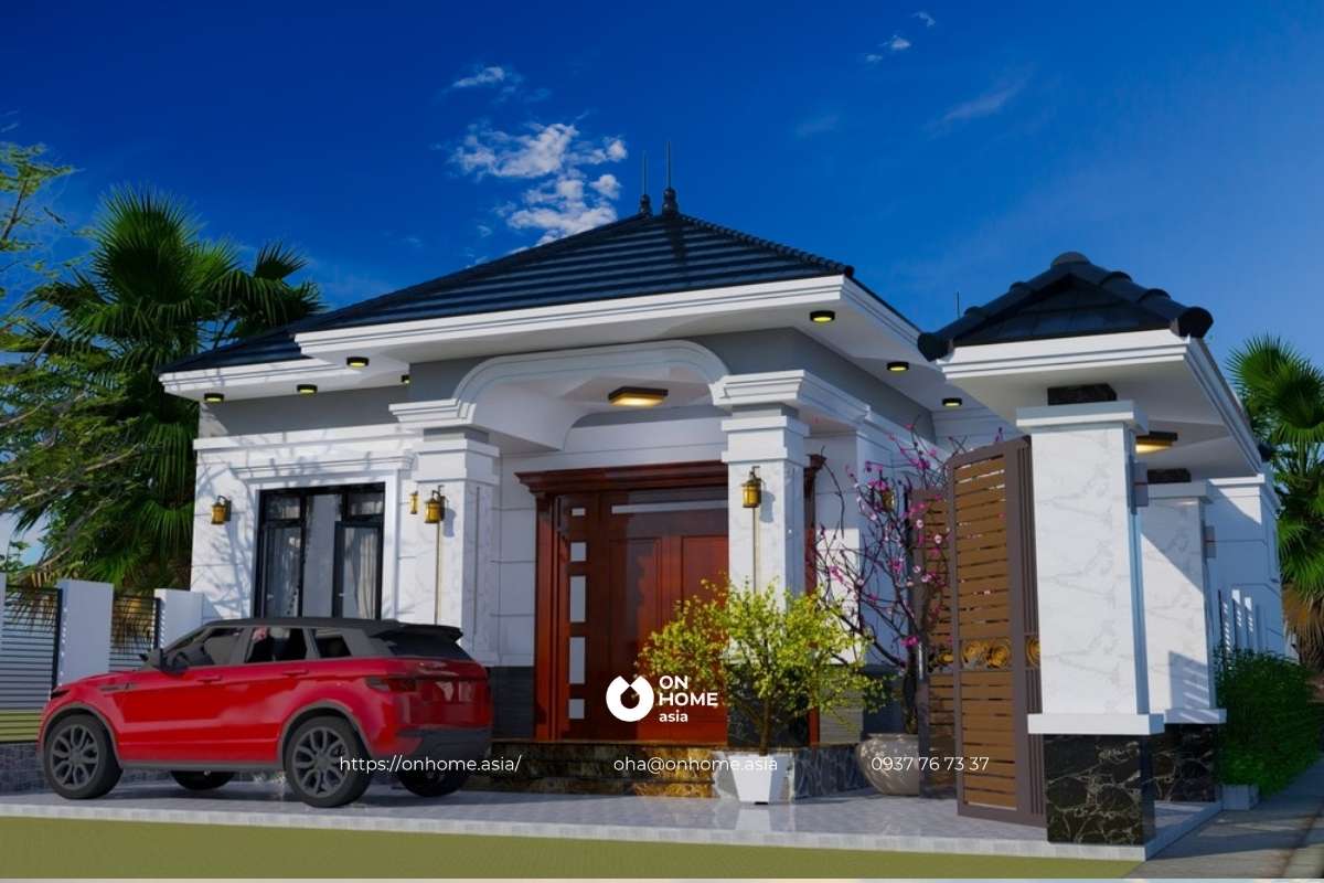 Mẫu nhà cấp 4 sân vườn 3 phòng ngủ mái Nhật&nbsp;