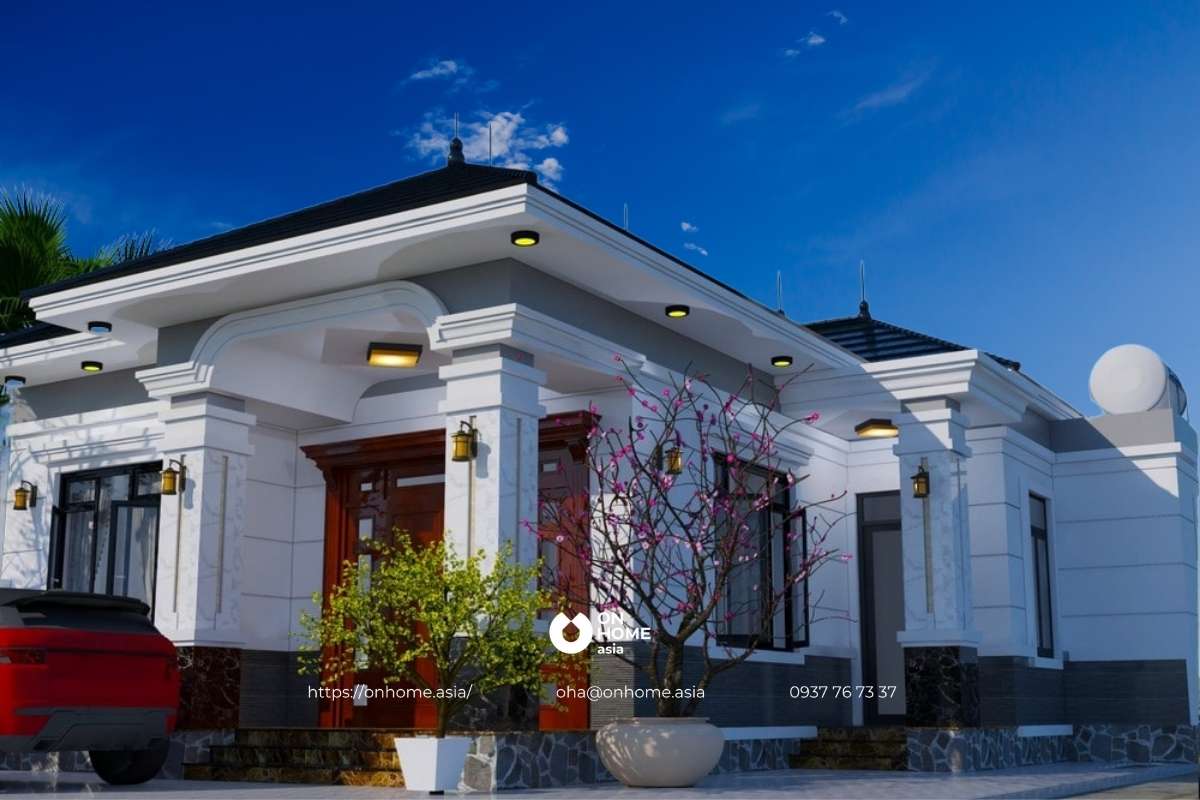 Mẫu nhà cấp 4 sân vườn 3 phòng ngủ mái Nhật