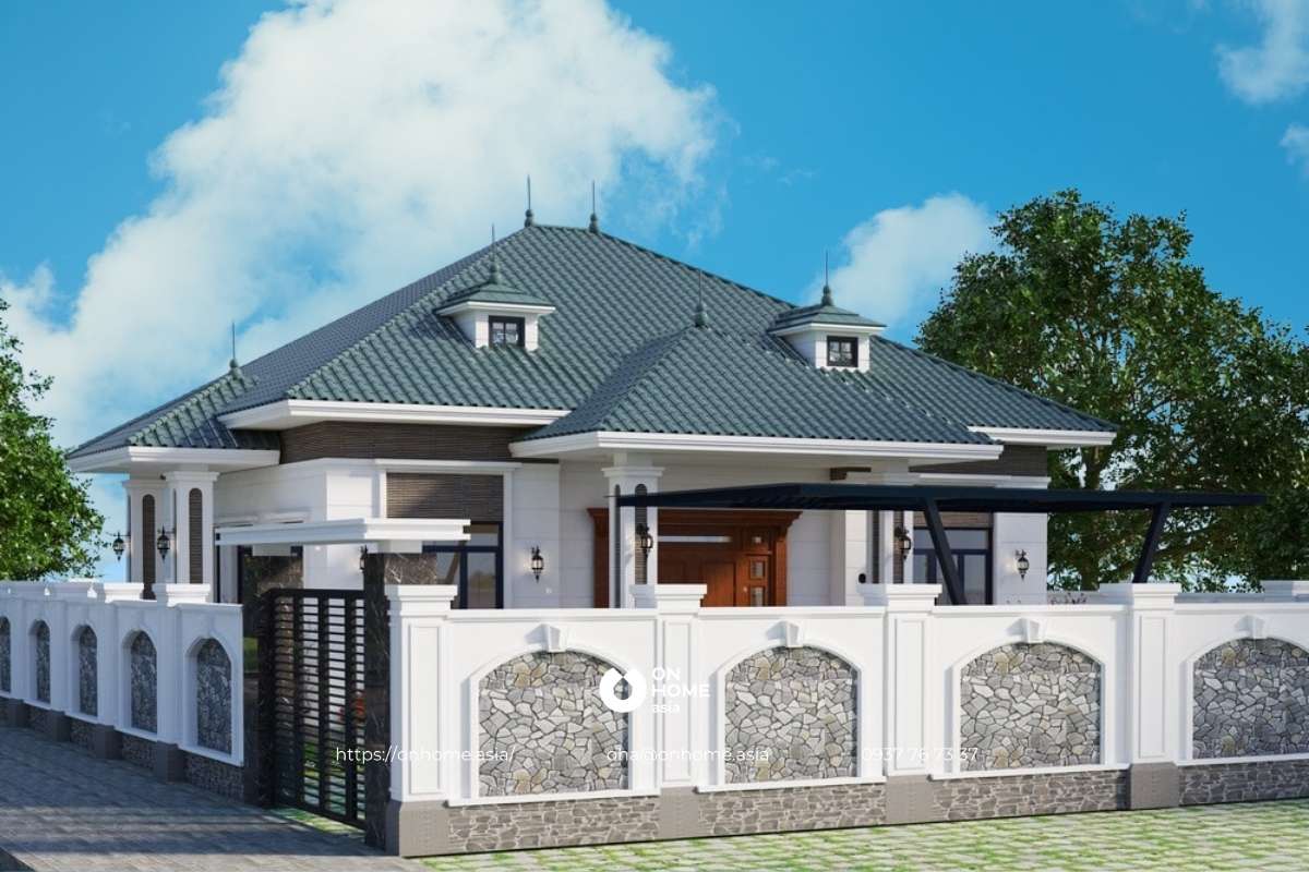 Nhà vườn cấp 4 có 3 phòng ngủ mái Nhật đẹp