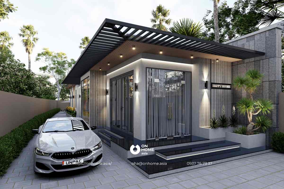 Mẫu nhà cấp 4 ngang 6m 3 phòng ngủ mái bằng