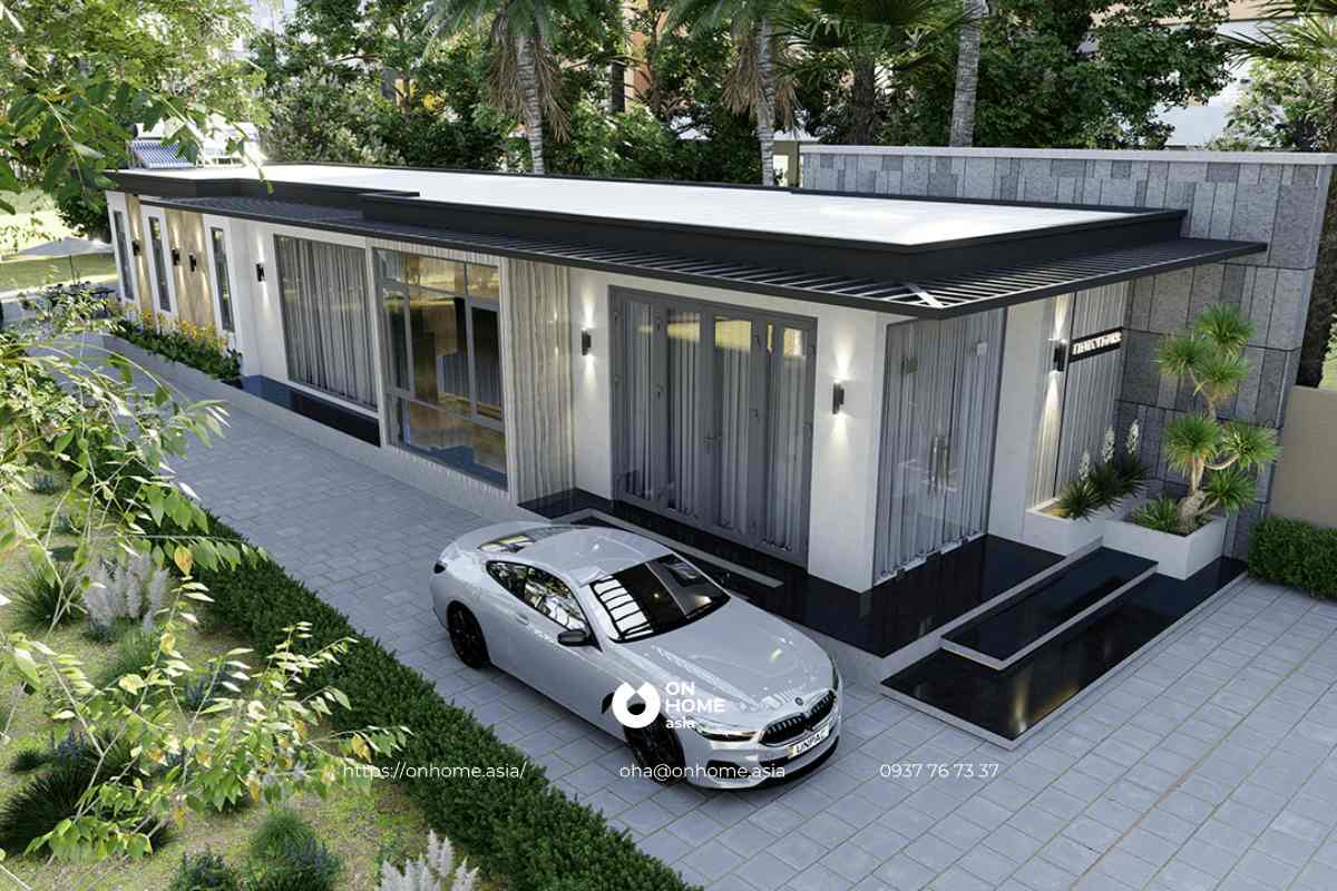 Mẫu nhà cấp 4 ngang 6m 3 phòng ngủ mái bằng sang trọng