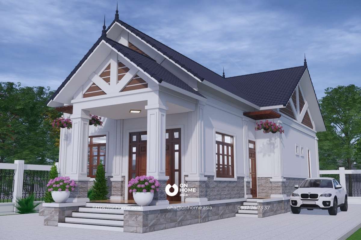 Mẫu nhà cấp 4 mái Thái 3 phòng ngủ hiện đại, tiện nghi