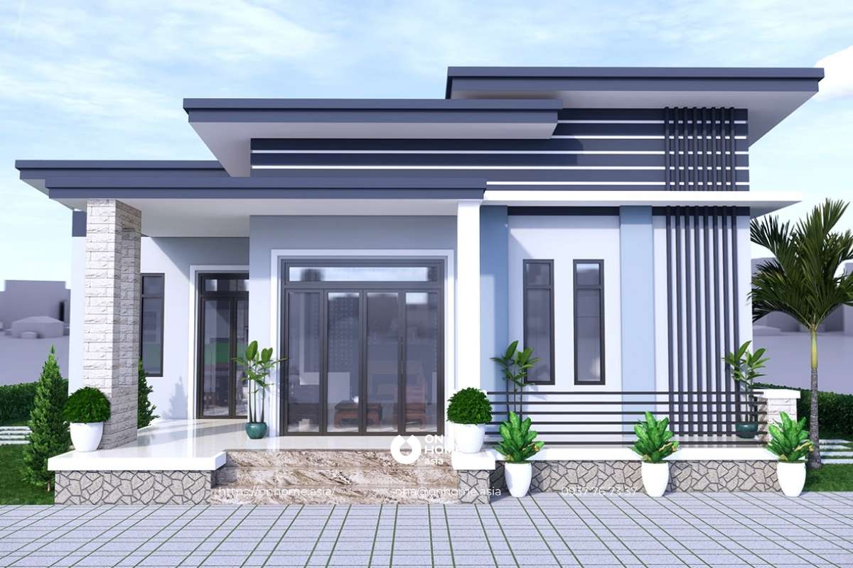 Nhà cấp 4 có 3 phòng ngủ mái bằng hiện đại