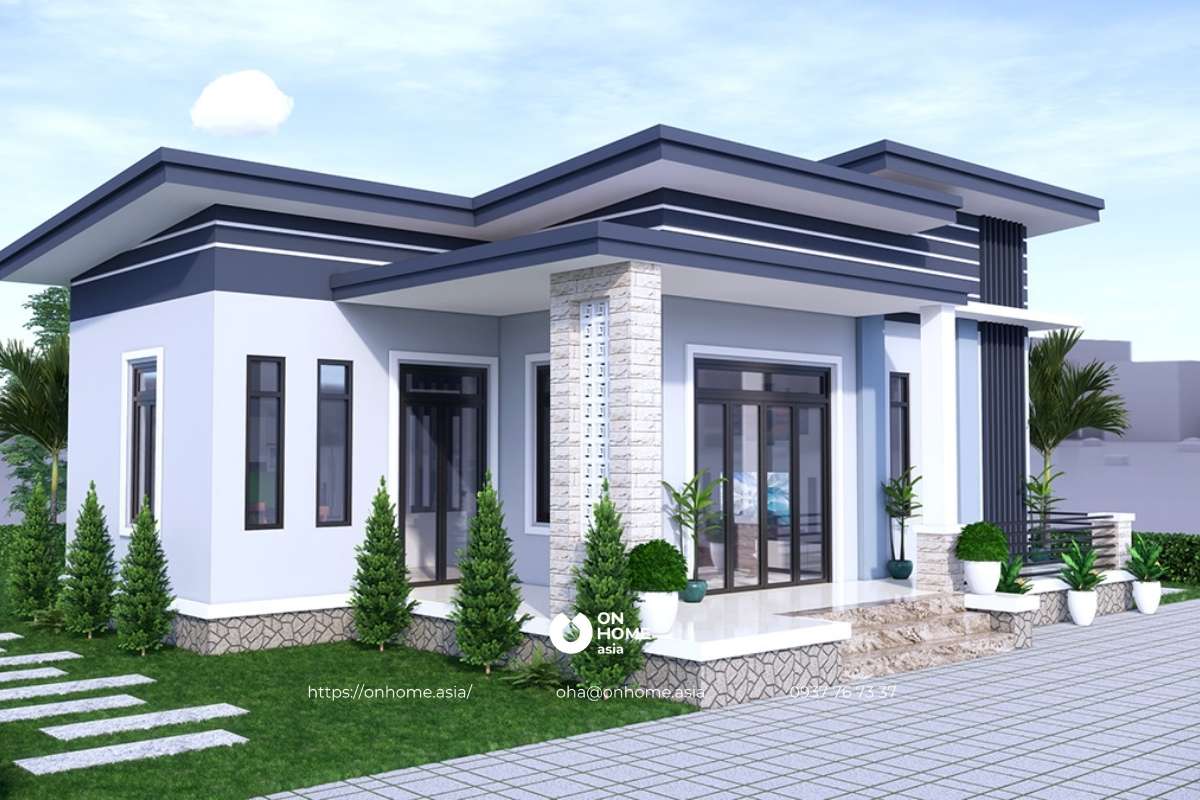 Nhà cấp 4 có 3 phòng ngủ mái bằng đẹp, tiện nghi