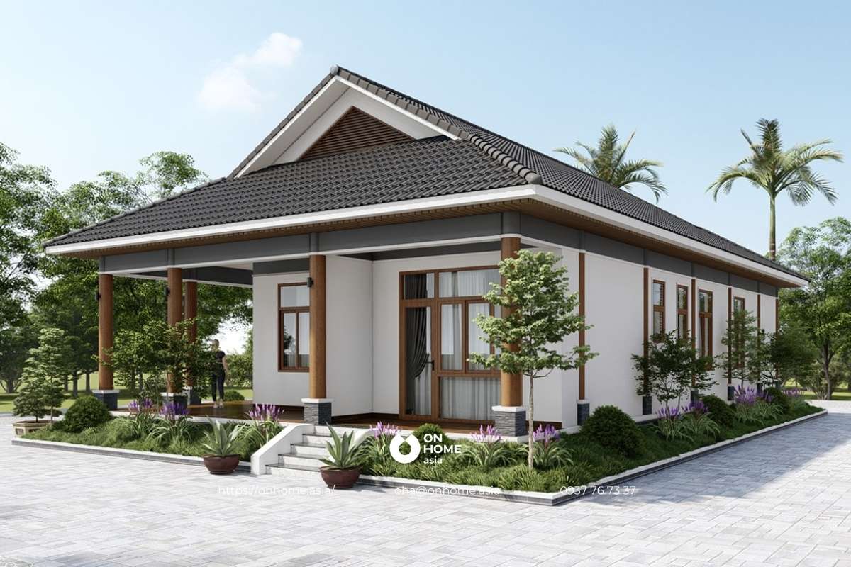 Mẫu nhà cấp 4 nông thôn 3 phòng ngủ có sân vườn đẹp