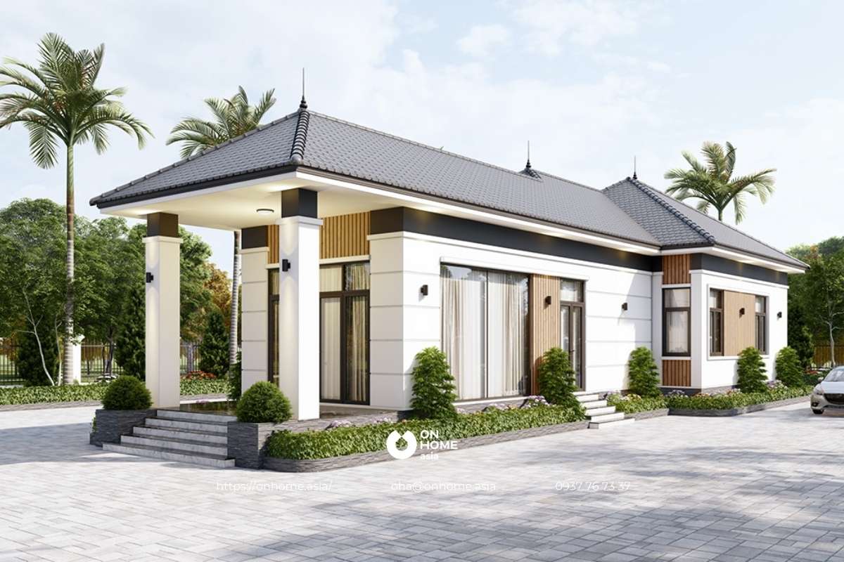 Mẫu nhà cấp 4 có 3 phòng ngủ hiện đại