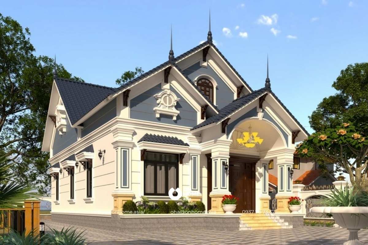 Mẫu nhà cấp 4 đẹp có 4 phòng ngủ mái Thái