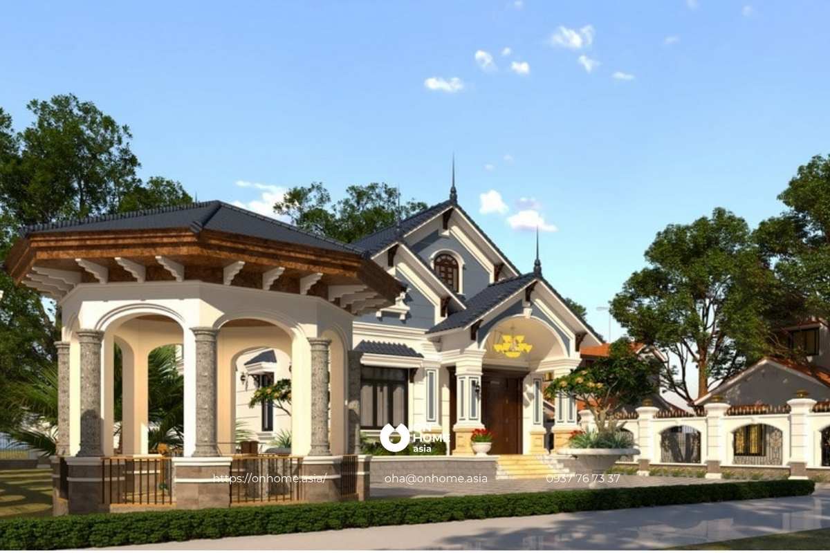 Mẫu nhà cấp 4 đẹp có 4 phòng ngủ mái Thái&nbsp;