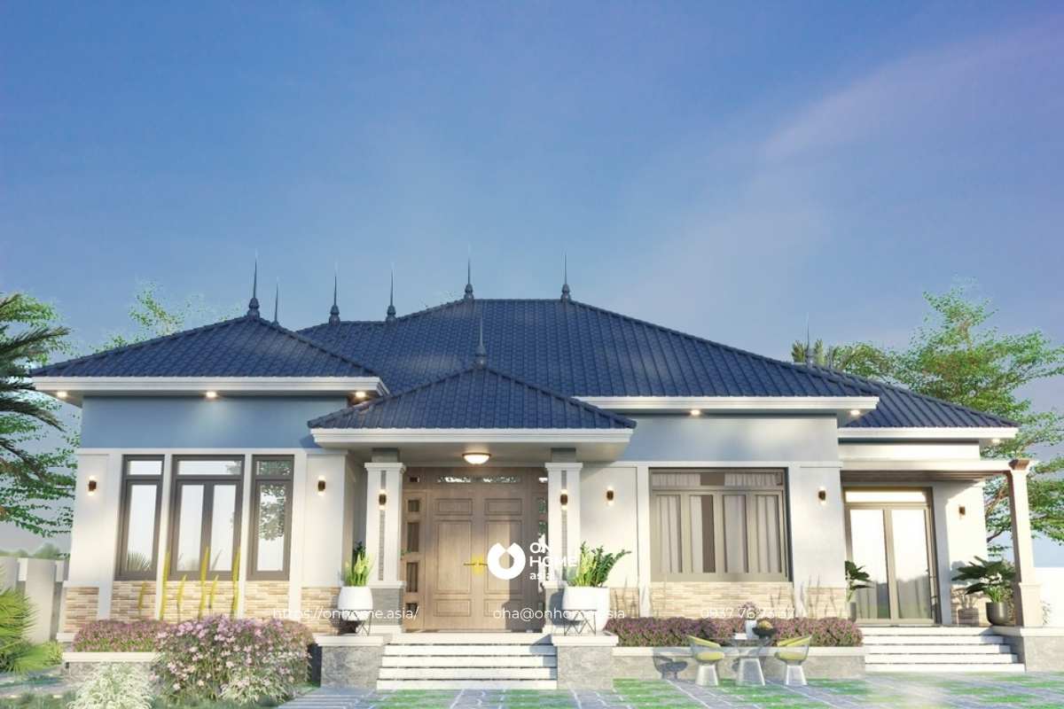 Nhà cấp 4 4 phòng ngủ chữ L mái Nhật đơn giản mà đẹp