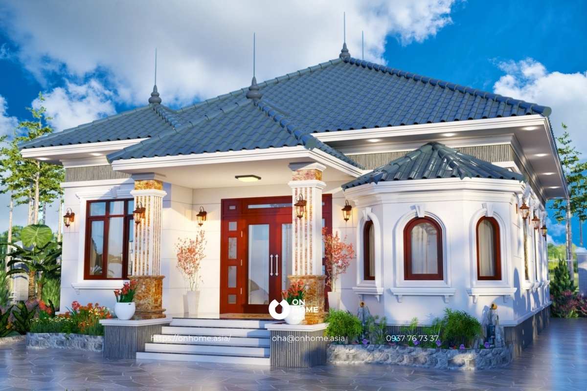 Thiết kế nhà cấp 4 4 phòng ngủ 150m2 đẹp