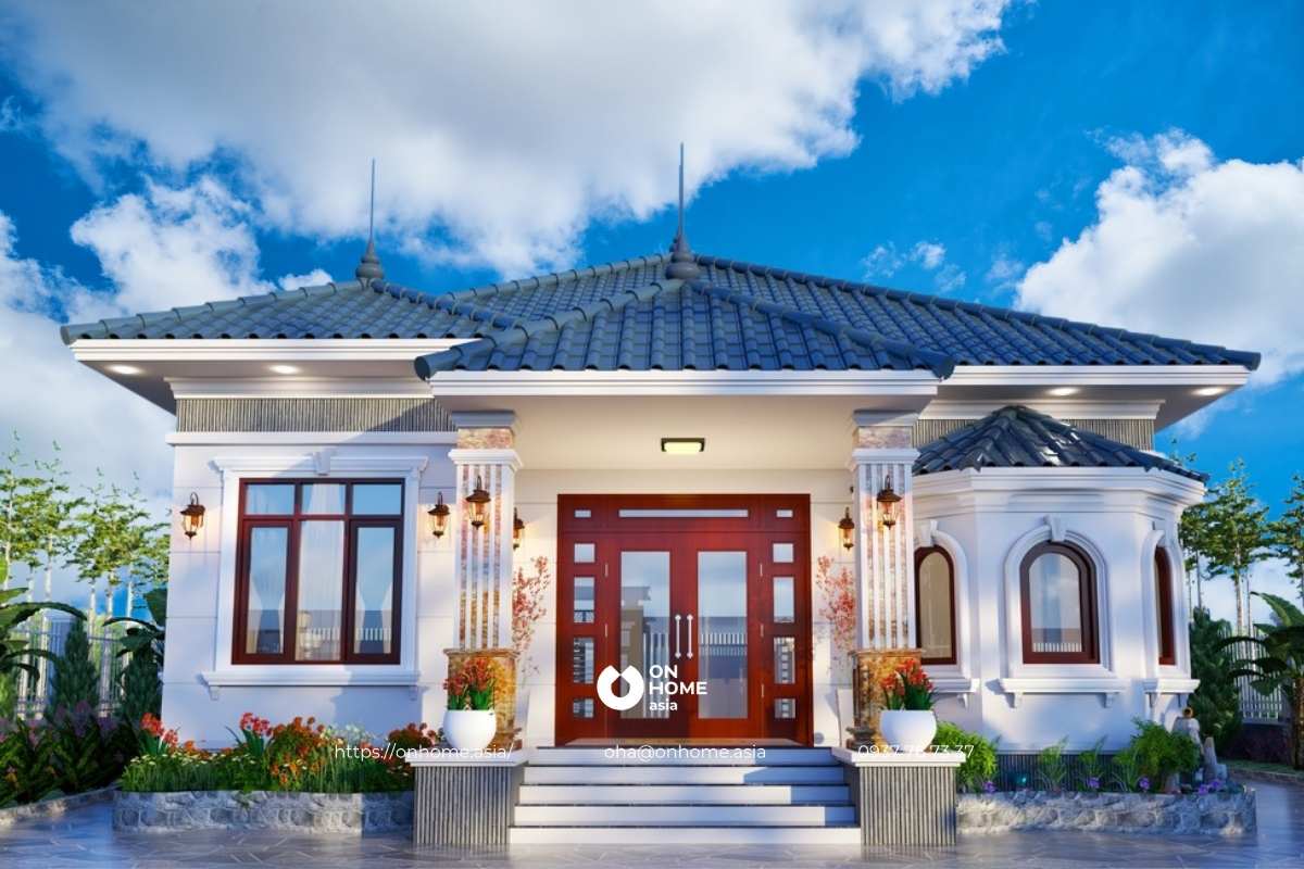 Thiết kế nhà cấp 4 4 phòng ngủ mái Nhật sang trọng