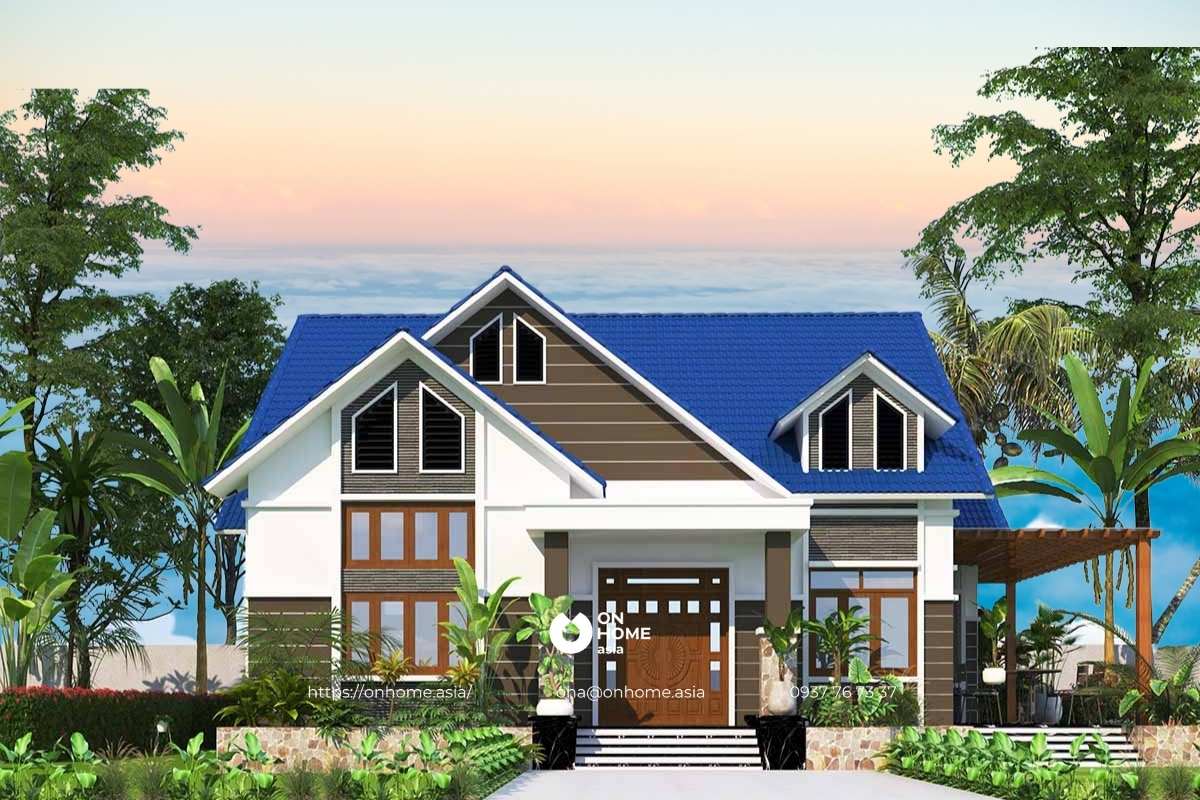 Mẫu nhà cấp 4 4 phòng ngủ 120m2 mái Thái đẹp