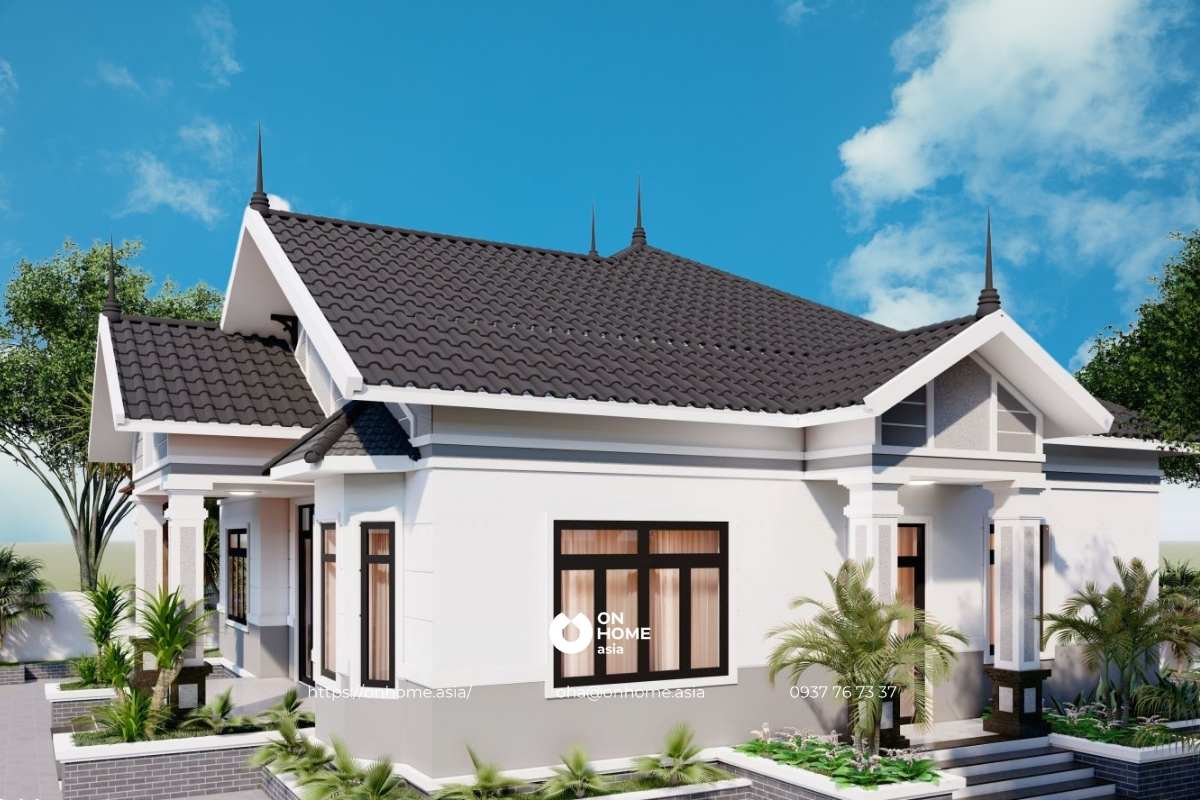 Thiết kế nhà cấp 4 4 phòng ngủ 150m2 mái Thái