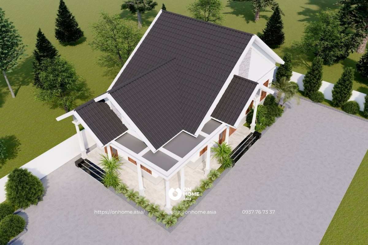 Mẫu nhà cấp 4 có 4 phòng ngủ hiện đại, đẹp