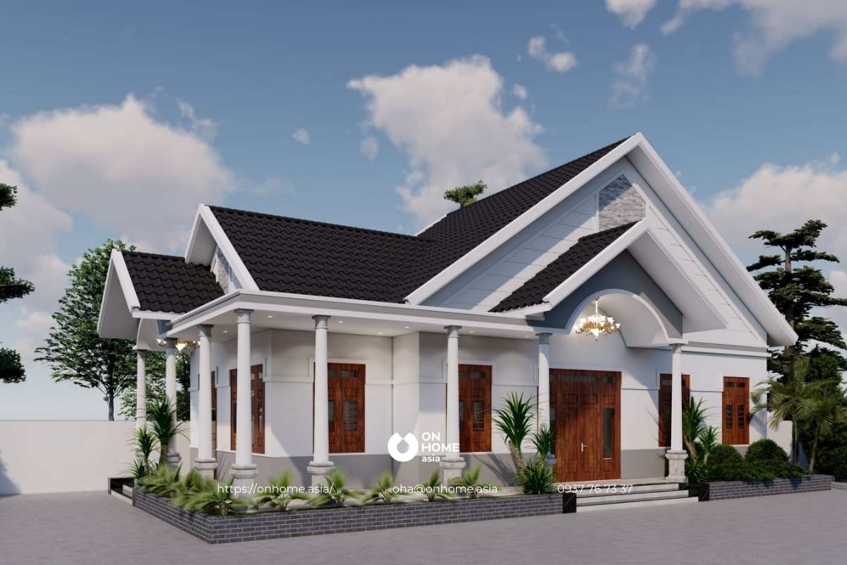 Mẫu nhà cấp 4 có 4 phòng ngủ hiện đại, đẹp