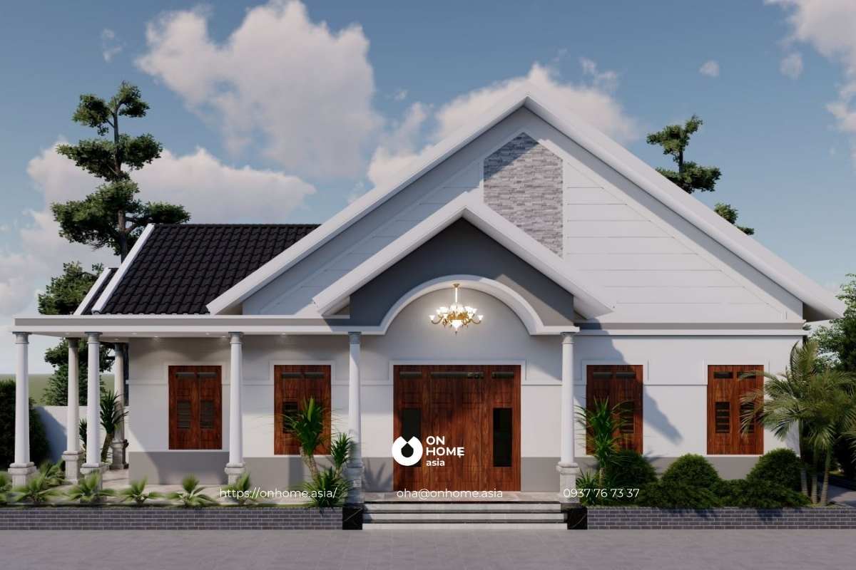 Mẫu nhà cấp 4 có 4 phòng ngủ hiện đại, tiện nghi