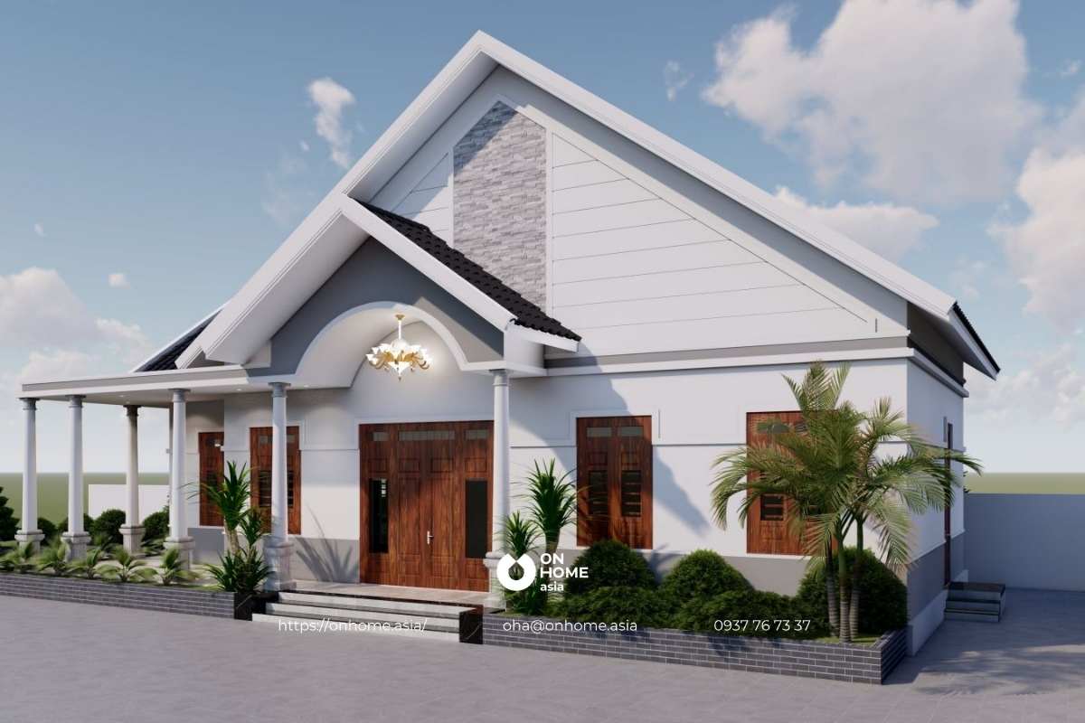 Mẫu nhà cấp 4 có 4 phòng ngủ hiện đại