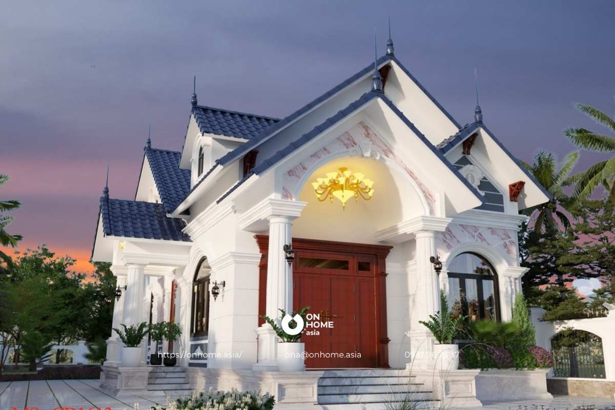 Thiết kế nhà cấp 4 có gác lửng 4 phòng ngủ đẹp