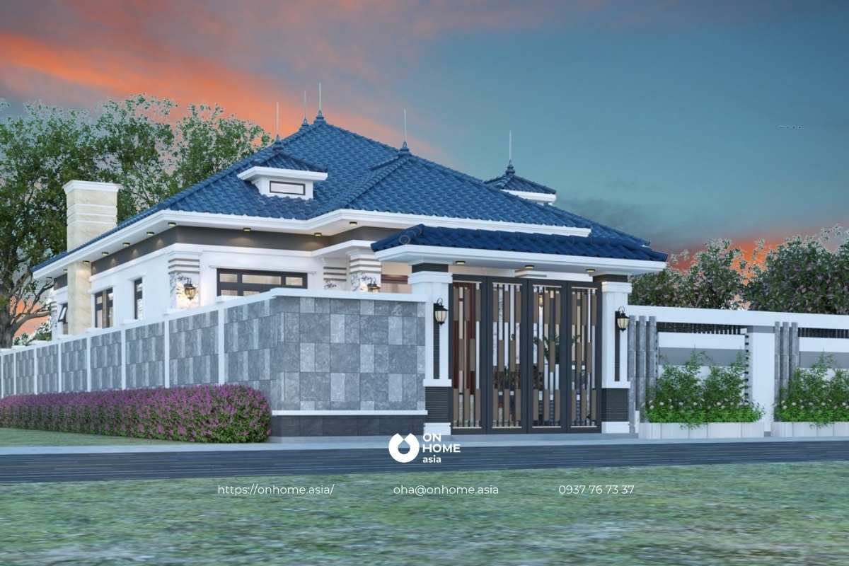 Mẫu nhà cấp 4 mái Nhật 4 phòng ngủ hiện đại