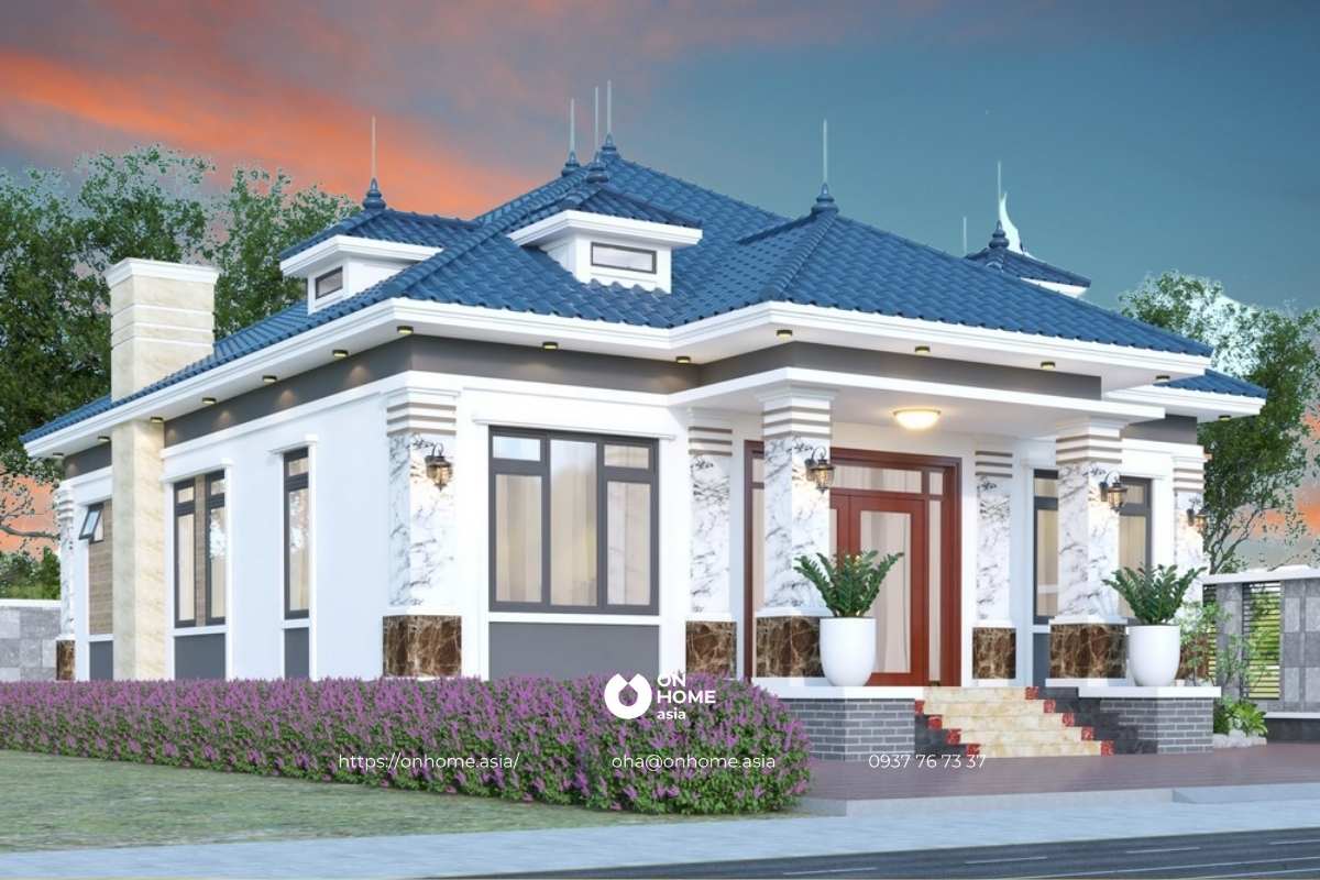 Mẫu nhà cấp 4 mái Nhật 4 phòng ngủ hiện đại, đẹp