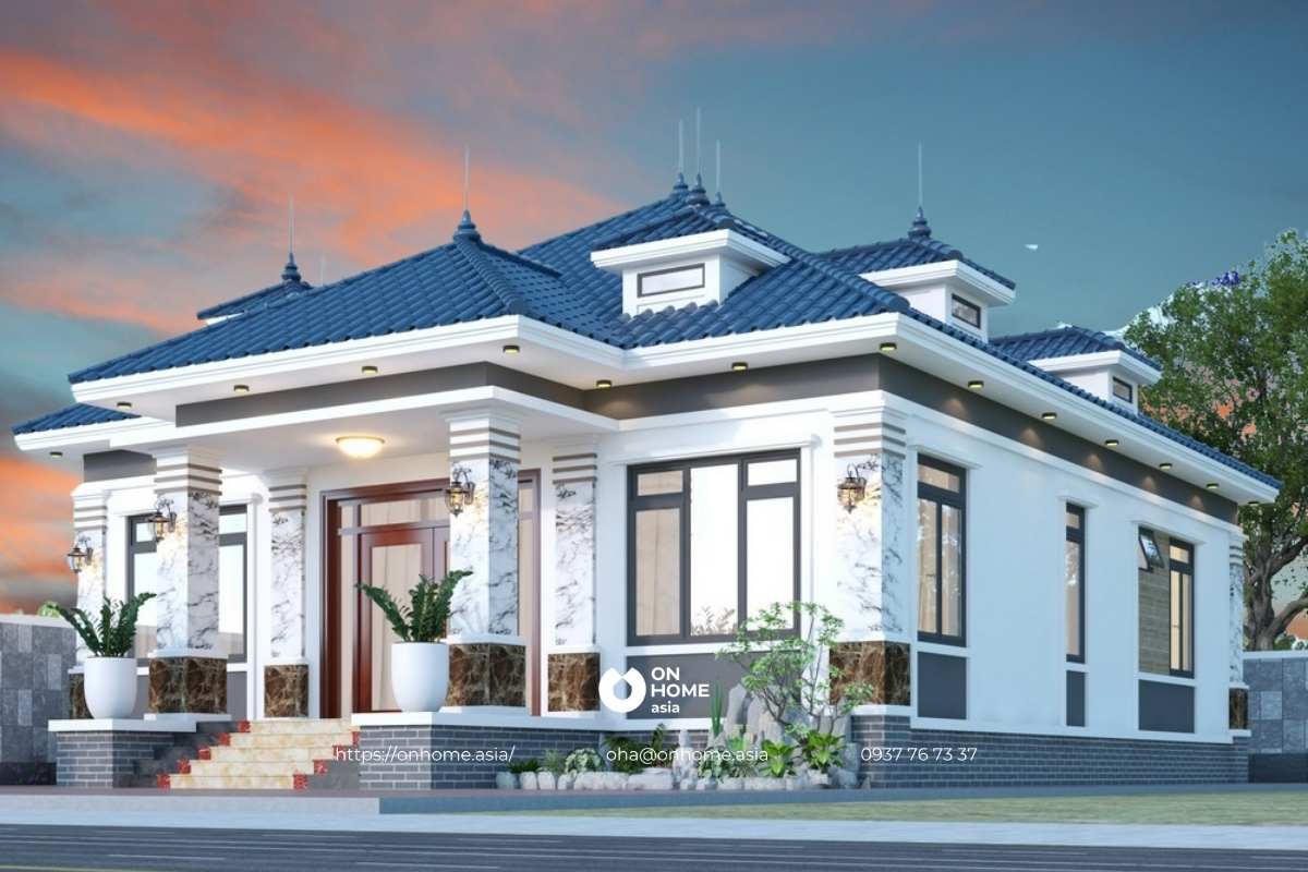 Mẫu nhà cấp 4 mái Nhật 4 phòng ngủ tiện nghi