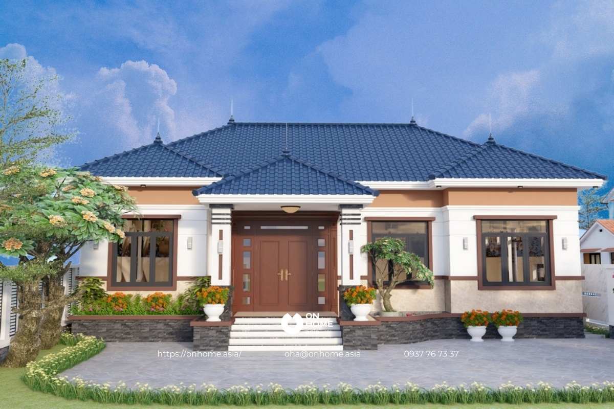 Mẫu nhà cấp 4 4 phòng ngủ mái Nhật 150m2